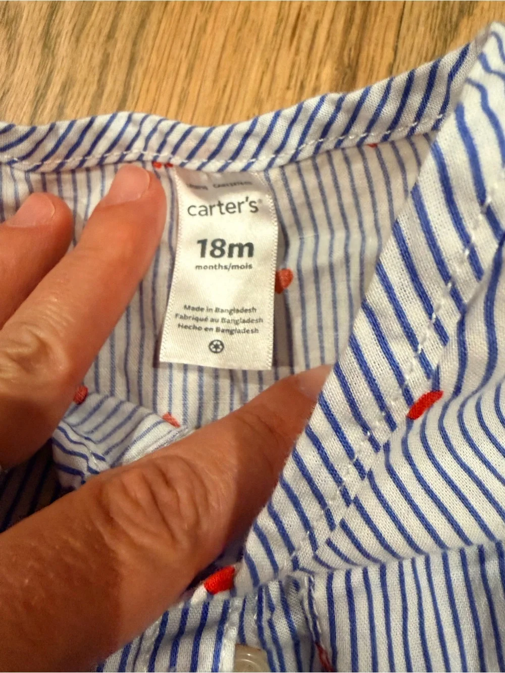 Carter’s baby girl peplum button down shirt with hearts and stripes